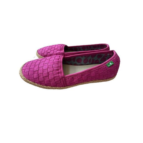 Sanuk Women's Fuschia Pink Basket Case Sidewalk Surfers Flats Size 6 - Picture 5 of 8